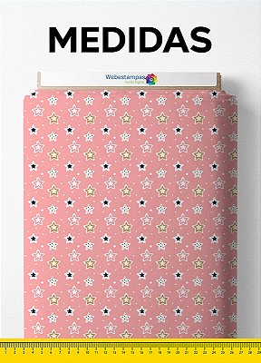 Tecido Tactel Estampa Digital Star Rosa 1,55m de Largura