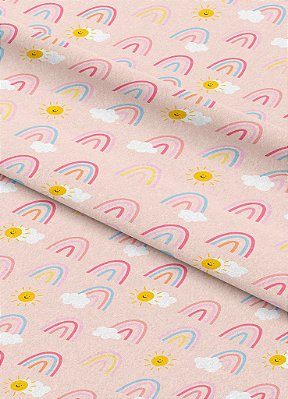 Tecido Tactel Estampa Digital Arco Íris Rosa 1,55m de Largura