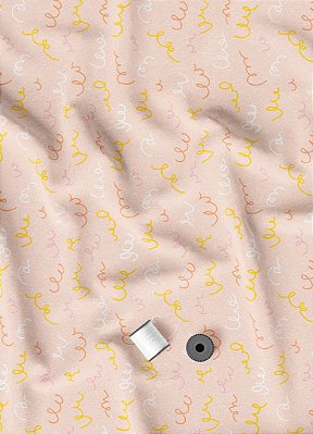 Tecido Tactel Estampa Digital Cerpentina Fundo Rosa 1,55m de Largura