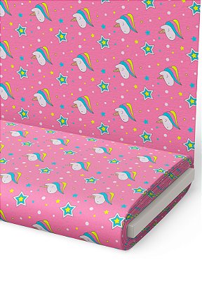 Tecido Tactel Estampa Digital Unicornios Fundo Pink 1,55m de Largura