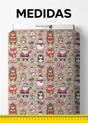 Tecido Tactel Estampa Digital Papai Noel 1,55m de Largura