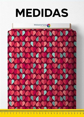 Tecido Tactel Estampa Digital Coração Dividido Pink e Azul 1,55m de Largura