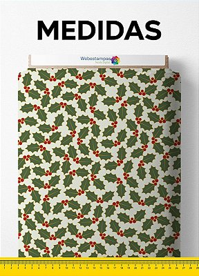 Tecido Micropercal Estampa Digital Ramos de Natal 1,55 de Largura