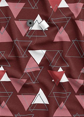 Tecido Micropercal Estampa Digital TriÂngulos Vermelho Escuro 1,55 de Largura