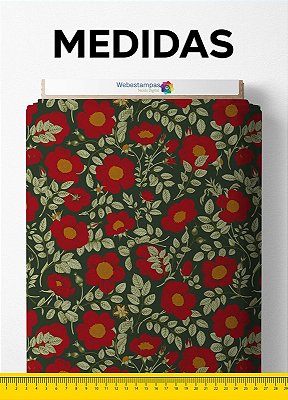 Tecido Helanca Estampa Digital Lindas Flores de Natal Verde 1,55 de Largura