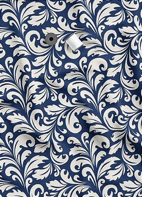 Tecido Oxford Estampa Digital Arabesco Fundo Marinho 1,55 de Largura