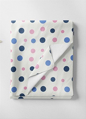 Tecido Oxford Estampa Digital Bolinhas Azul com Rosa 1,55 de Largura