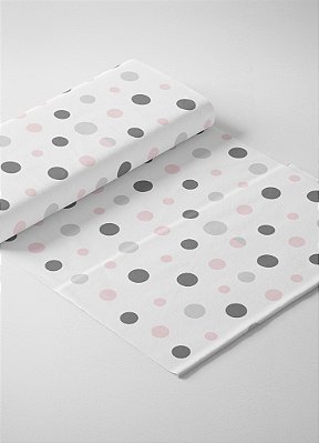 Tecido Oxford Estampa Digital Bolinhas Rosa com Cinza 1,55 de Largura