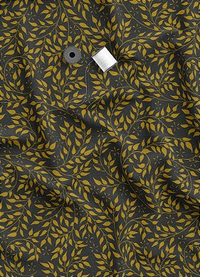 Tecido Oxford Estampa Digital Folhinhas Amarelas Fundo Preto 1,55 de Largura