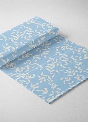 Tecido Oxford Estampa Digital Folhinhas Fundo Azul 1,55 de Largura