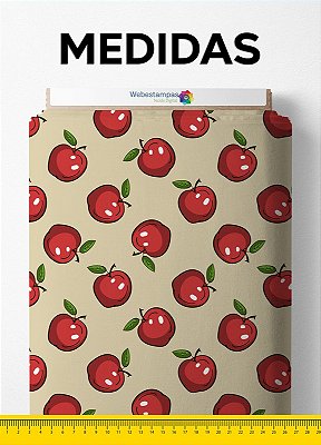 Tecido Oxford Estampa Digital Maçãs Fundo Palha 1,55 de Largura