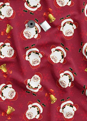 Tecido Oxford Estampa Digital Natal Papai Noel Vermelho 1,55 de Largura