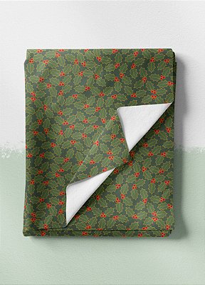 Tecido Oxford Estampa Digital Ramos de Natal Verde 1,55 de Largura