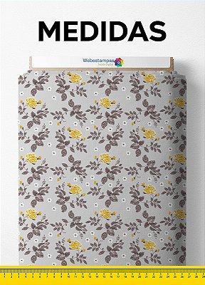 Tecido Velboa Estampa Digital Floral Fundo Cinza 1,55 de Largura