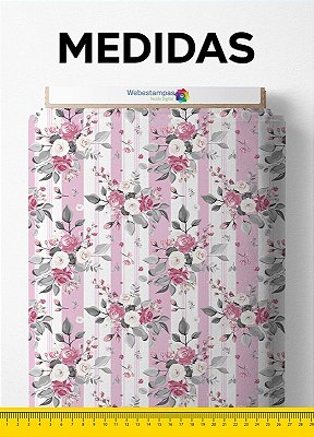 Tecido Velboa Estampa Digital Floral Listrado Rosa 1,55 de Largura