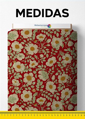 Tecido Velboa Estampa Digital Lindas Flores de Natal Vermelho 1,55 de Largura
