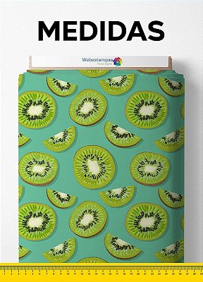 Tecido Tactel Estampa Digital Kiwi Fundo Verde 1,55 de Largura