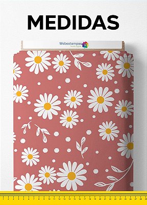 Tecido Tactel Estampa Digital Margaridas Fundo Rosê 1,55 de Largura