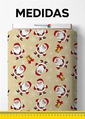 Tecido Tactel Estampa Digital Natal Papai Noel Bege 1,55 de Largura
