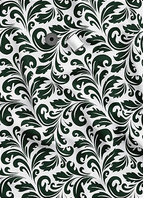 Tecido Veludo Suede Estampa Digital Arabesco Verde Escuro 1,40m de Largura