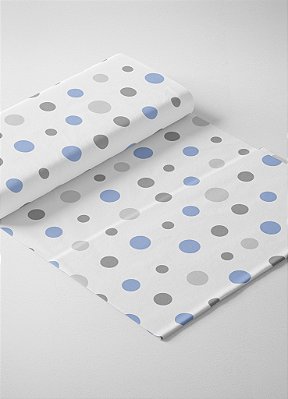 Tecido Veludo Suede Estampa Digital Bolinhas Azul com Cinza 1,40m de Largura