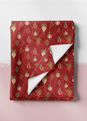Tecido Veludo Suede Estampa Digital Bolinhas Natal Vermelho 1,40m de Largura