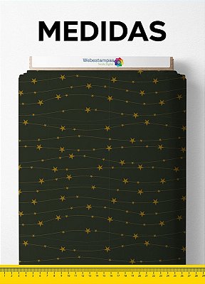 Tecido Veludo Suede Estampa Digital Estrelas de Natal Verde Escuro 1,40m de Largura