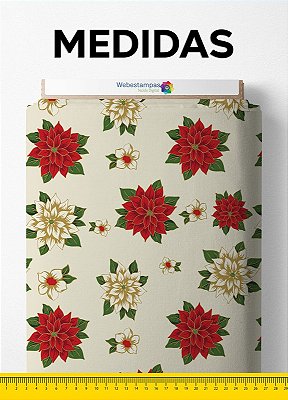 Tecido Veludo Suede Estampa Digital Flor do Natal 1,40m de Largura
