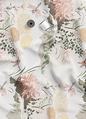 Tecido Microfibra Estampa Digital Floral 87 com 1,55m de Largura