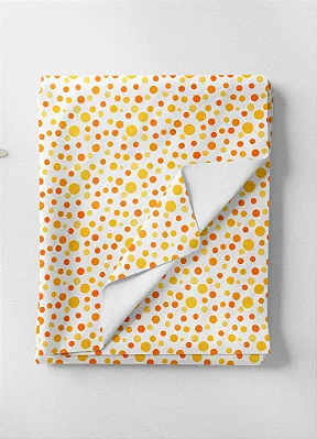 Tecido Microfibra Estampa Digital Bolinhas Laranja e Amarelo 1,55m de Largura
