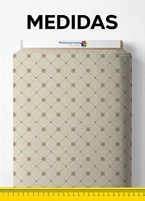 Tecido Microfibra Estampa Digital Mini Trevo Marrom Fundo Palha 1,55m de Largura