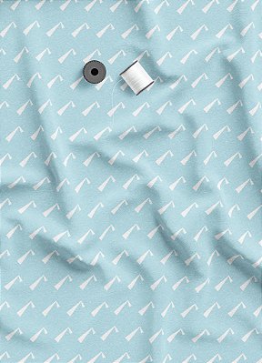 Tecido Microfibra Estampa Digital Visto Branco Fundo Azul 1,55m de Largura