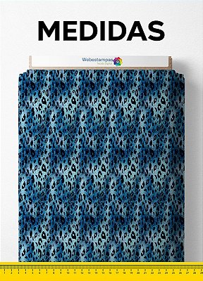 Tecido Microfibra Estampa Digital Onça Pintada Azul 1,55m de Largura