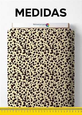 Tecido Microfibra Estampa Digital Onça Pintas Marrons Fundo Amarelo 1,55m de Largura