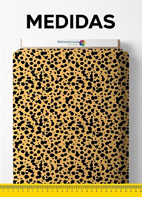 Tecido Microfibra Estampa Digital Onça Pintas Pretas Fundo Amarelo 1,55m de Largura