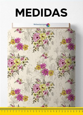 Tecido Micropercal Estampa Digital Floral 62 com 1,55m de Largura