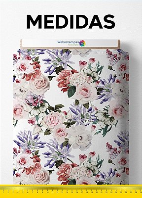 Tecido Micropercal Estampa Digital Floral 66 com 1,55m de Largura
