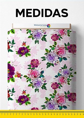 Tecido Micropercal Estampa Digital Floral 73 com 1,55m de Largura