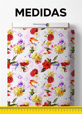 Tecido Micropercal Estampa Digital Floral 81 com 1,55m de Largura