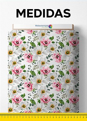 Tecido Micropercal Estampa Digital Floral 125 com 1,55m de Largura