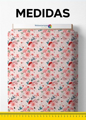 Tecido Micropercal Estampa Digital Floral 200 com 1,55m de Largura