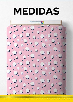 Tecido Micropercal Estampa Digital Bolas Brancas Fundo Rosa 1,55m de Largura