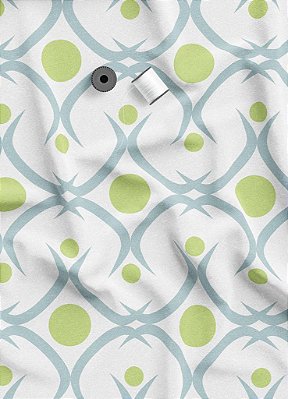 Tecido Micropercal Estampa Digital Bolinhas Verdes Fundo Branco 1,55m de Largura