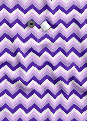 Tecido Micropercal Estampa Digital Chevron Roxo e Lilás 1,55m de Largura
