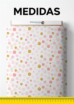 Tecido Micropercal Estampa Digital Círculos Rosa e Amarelo 1,55m de Largura
