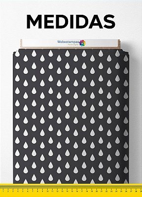 Tecido Micropercal Estampa Digital Gotas Fundo Cinza 1,55m de Largura