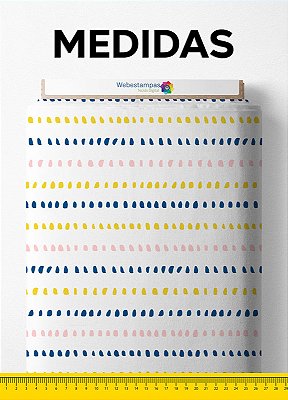 Tecido Micropercal Estampa Digital Linhas Azul e Amarelo 1,55m de Largura