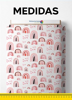 Tecido Micropercal Estampa Digital Arco-Íris Rosa 1,55m de Largura