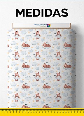 Tecido Micropercal Estampa Digital Urso na Nuvem 1,55m de Largura