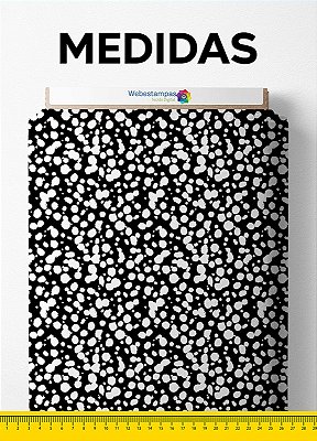 Tecido Micropercal Estampa Digital Onça Pintas Brancas Fundo Preto 1,55m de Largura